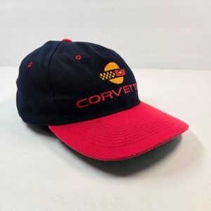 Vintage Corvette Snapback Hat H-Kap Navy Blue Red Wool Blend Made in Korea Cap